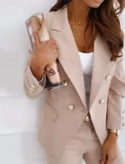 Women's Blazer Formal Button Solid Color Casual / Daily Stylish Regular Fit Outerwear Long Sleeve Winter Black S