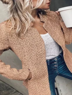 Women's Blazer Formal Pocket Plaid Windproof Streetwear Regular Fit Outerwear Long Sleeve Fall Black S