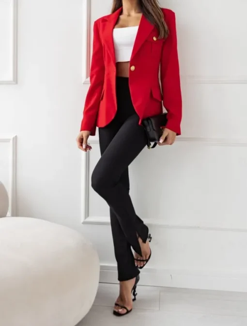 Women's Blazer Work Button Solid Color Casual / Daily Stylish Regular Fit Outerwear Long Sleeve Winter Black S