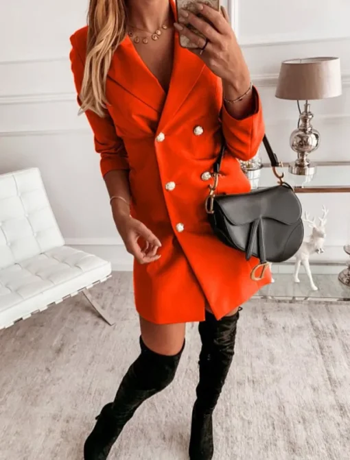 Women's Blazer Work Button Solid Color Breathable OL Style Regular Fit Outerwear Long Sleeve Fall Yellow S