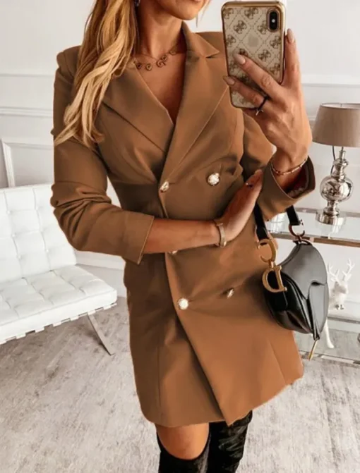 Women's Blazer Work Button Solid Color Breathable OL Style Regular Fit Outerwear Long Sleeve Fall Yellow S
