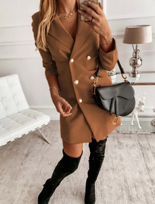 Women's Blazer Work Button Solid Color Breathable OL Style Regular Fit Outerwear Long Sleeve Fall Yellow S