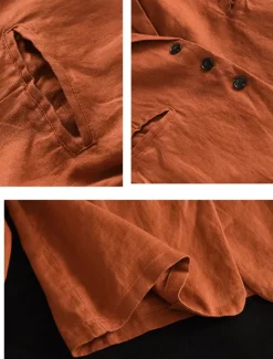 Women's Blazer Work Button Solid Color Breathable OL Style Regular Fit Outerwear Long Sleeve Fall Orange M