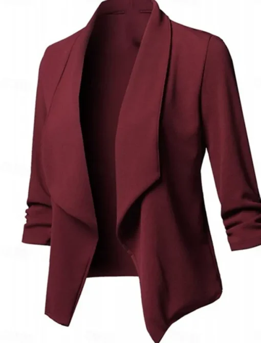 Women's Blazer Work Oversized Solid Color Breathable OL Style Regular Fit Outerwear Long Sleeve Fall Pink S
