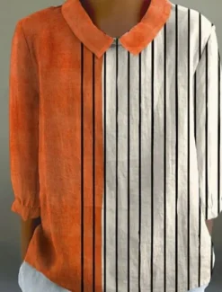 Women's Blouse Long Sleeve Peter Pan Collar Casual Floral Graphic Stylish Collar Regular Tops Daily Buttons Print Black White Blue Orange Brown Summer Spring