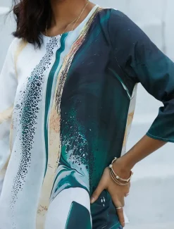 Women's Blouse Long Sleeve Asymmetrical Hem Chiffon Basic Floral Print Regular Tops Round Neck Casual Daily Green Spring Fall