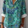 Women's Blouse Long Sleeve V Neck Floral Graphic Vintage Tropical Hawaiian Regular Tops Daily Holiday Beach Wear Print White Pink Blue Purple Green Summer Spring