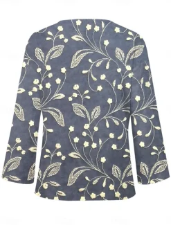 Women's Blouse Long Sleeve V Neck Floral Graphic Vintage Tropical Hawaiian Regular Tops Daily Holiday Beach Wear Print White Pink Blue Purple Green Summer Spring