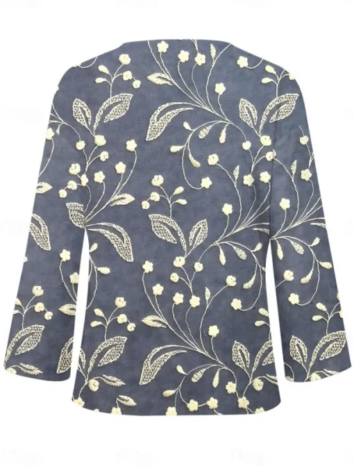 Women's Blouse Long Sleeve V Neck Floral Graphic Vintage Tropical Hawaiian Regular Tops Daily Holiday Beach Wear Print White Pink Blue Purple Green Summer Spring