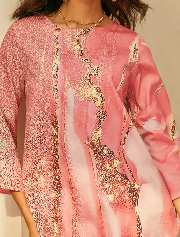 Women's Blouse Long Sleeve Asymmetrical Hem Chiffon Daily Basic Neon & Bright Abstract Print Long Tops Round Neck Casual Light Green Pink Blue Green Beige Fall & Winter