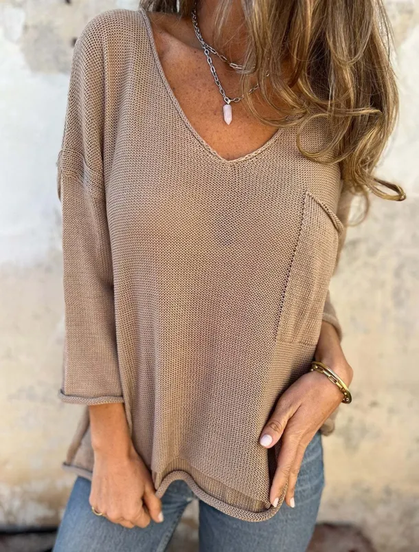 Women's Blouse Solid Color Stylish Casual Long Sleeve V Neck Regular Tops Daily Linen Like Buttons Pocket Black White Pink Green Khaki Summer Spring