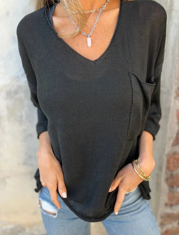 Women's Blouse Solid Color Stylish Casual Long Sleeve V Neck Regular Tops Daily Linen Like Buttons Pocket Black White Pink Green Khaki Summer Spring