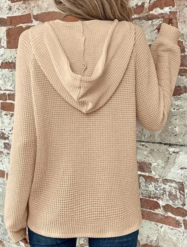 Women's Blouse Solid Color Stylish Casual Long Sleeve Hooded Regular Tops Daily Buttons Black Army Green Navy Blue Blue Brown Spring Fall Winter