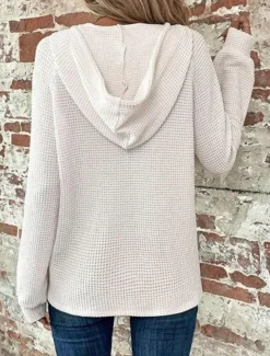 Women's Blouse Solid Color Stylish Casual Long Sleeve Hooded Regular Tops Daily Buttons Black Army Green Navy Blue Blue Brown Spring Fall Winter