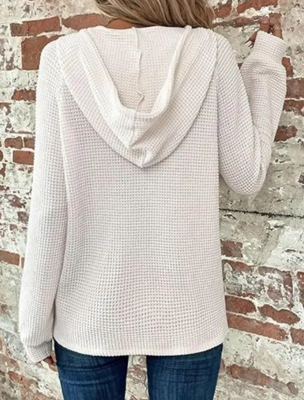 Women's Blouse Solid Color Stylish Casual Long Sleeve Hooded Regular Tops Daily Buttons Black Army Green Navy Blue Blue Brown Spring Fall Winter