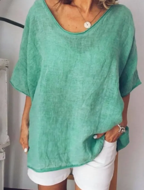 Women's Blouse Solid Color Basic Casual Half Sleeve V Neck Regular Tops Daily White Yellow Light Green Army Green Summer