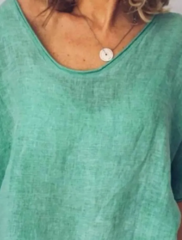 Women's Blouse Solid Color Basic Casual Half Sleeve V Neck Regular Tops Daily White Yellow Light Green Army Green Summer