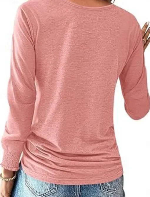 Women's Blouse Solid Color Stylish Casual Long Sleeve Crew Neck Regular Tops Daily Buttons Pink Navy Blue Green Khaki Spring Fall