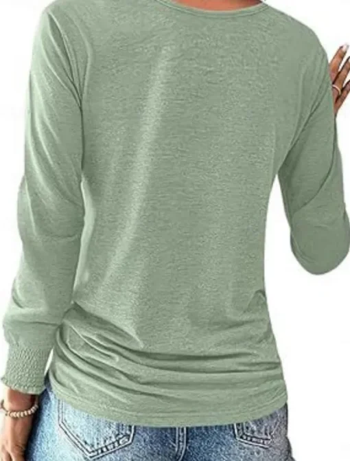 Women's Blouse Solid Color Stylish Casual Long Sleeve Crew Neck Regular Tops Daily Buttons Pink Navy Blue Green Khaki Spring Fall