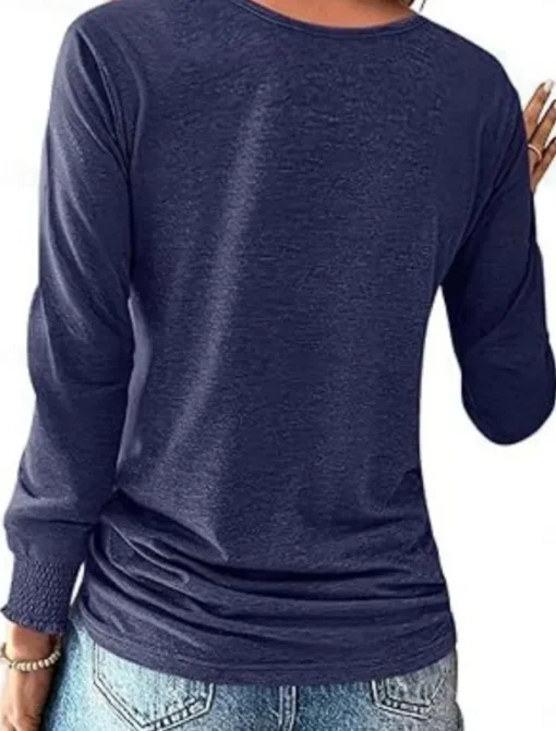Women's Blouse Solid Color Stylish Casual Long Sleeve Crew Neck Regular Tops Daily Buttons Pink Navy Blue Green Khaki Spring Fall