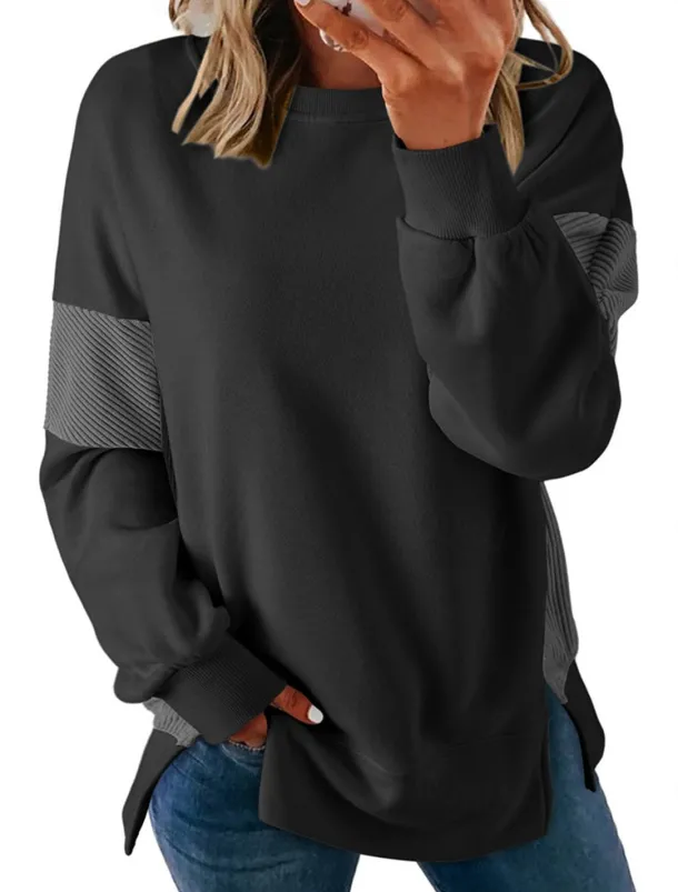 Women's Blouse Vintage Tropical Daily Long Sleeve Regular Tops Work Daily Holiday Patchwork Zipper Gray blue Black Pink Apricot Spring Fall Winter