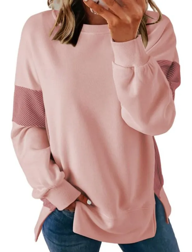 Women's Blouse Vintage Tropical Daily Long Sleeve Regular Tops Work Daily Holiday Patchwork Zipper Gray blue Black Pink Apricot Spring Fall Winter