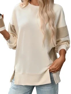 Women's Blouse Vintage Tropical Daily Long Sleeve Regular Tops Work Daily Holiday Patchwork Zipper Gray blue Black Pink Apricot Spring Fall Winter