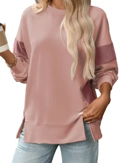 Women's Blouse Vintage Tropical Daily Long Sleeve Regular Tops Work Daily Holiday Patchwork Zipper Gray blue Black Pink Apricot Spring Fall Winter
