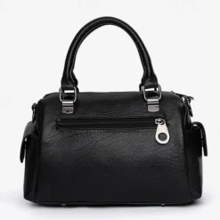 Women's Blue Faux Leather Handbag – Stylish Large Capacity Shoulder Bag with Pockets for Work & Travel