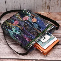 Women's Bohemian Floral Embroidered Crossbody Bag, Artistic Handmade Shoulder Bag with Colorful Flower Design, Perfect for Casual and Festival Wear