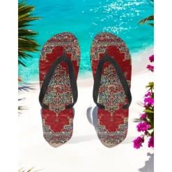 Women's Boho Ethnic Flip-Flops - Vintage Tribal Pattern Beach Sandals, Comfortable Summer Slippers for Travel & Festivals