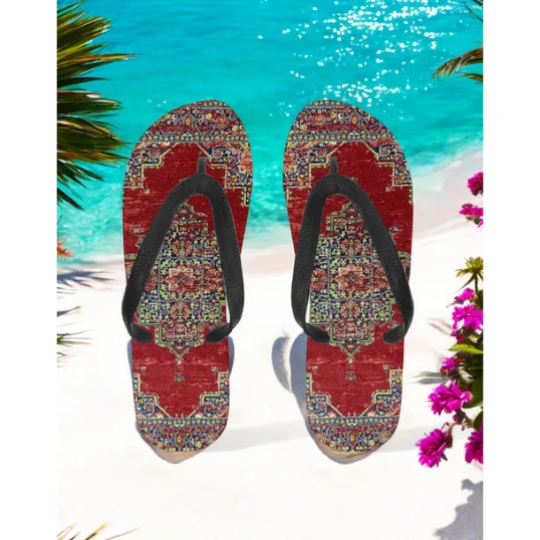 Women's Boho Ethnic Flip-Flops - Vintage Tribal Pattern Beach Sandals, Comfortable Summer Slippers for Travel & Festivals