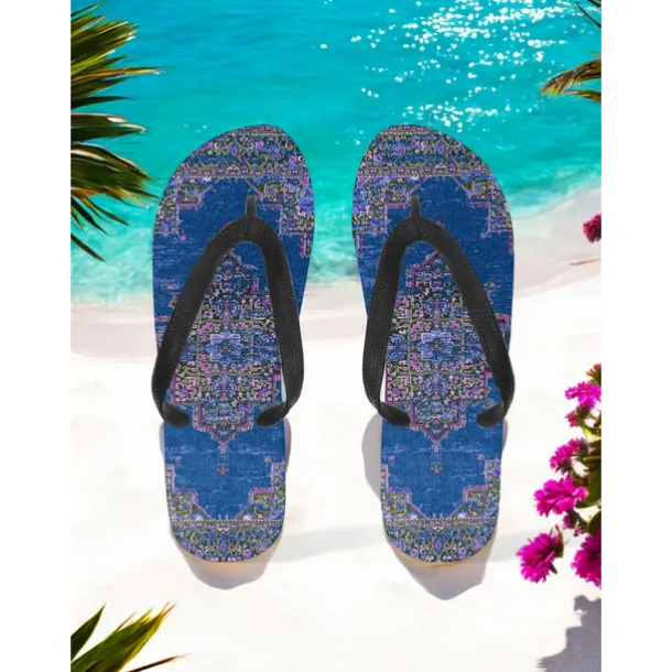 Women's Boho Ethnic Flip-Flops - Vintage Tribal Pattern Beach Sandals, Comfortable Summer Slippers for Travel & Festivals