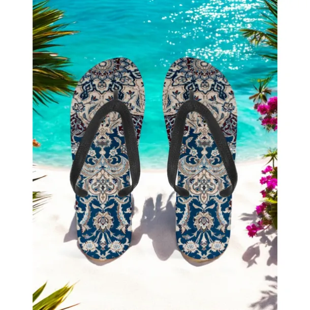 Women's Boho Ethnic Flip-Flops - Vintage Tribal Pattern Beach Sandals, Comfortable Summer Slippers for Travel & Festivals