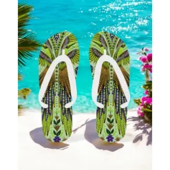 Women's Boho Ethnic Flip-Flops - Vintage Tribal Pattern Beach Sandals, Comfortable Summer Slippers for Travel & Festivals