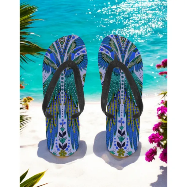 Women's Boho Ethnic Flip-Flops - Vintage Tribal Pattern Beach Sandals, Comfortable Summer Slippers for Travel & Festivals