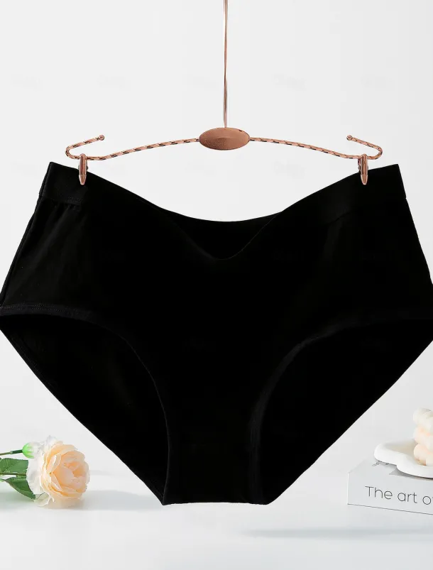 Women's Boyshorts 1 PC Underwear Simple Classic Pure Color Cotton Mid Waist Plus Size Gender Neutral Light Blue Black Pink M L XL Home Outfits
