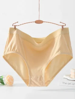 Women's Boyshorts 1 PC Underwear Simple Classic Pure Color Cotton Mid Waist Plus Size Gender Neutral Light Blue Black Pink M L XL Home Outfits