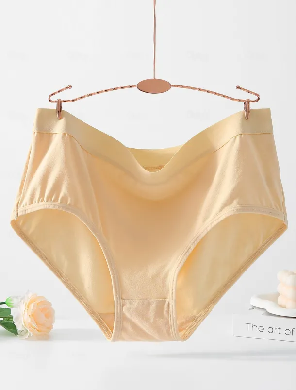 Women's Boyshorts 1 PC Underwear Simple Classic Pure Color Cotton Mid Waist Plus Size Gender Neutral Light Blue Black Pink M L XL Home Outfits