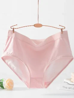 Women's Boyshorts 1 PC Underwear Simple Classic Pure Color Cotton Mid Waist Plus Size Gender Neutral Light Blue Black Pink M L XL Home Outfits