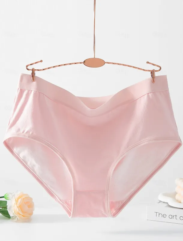 Women's Boyshorts 1 PC Underwear Simple Classic Pure Color Cotton Mid Waist Plus Size Gender Neutral Light Blue Black Pink M L XL Home Outfits