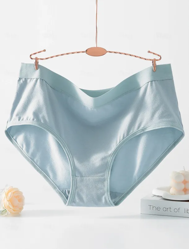 Women's Boyshorts 1 PC Underwear Simple Classic Pure Color Cotton Mid Waist Plus Size Gender Neutral Light Blue Black Pink M L XL Home Outfits