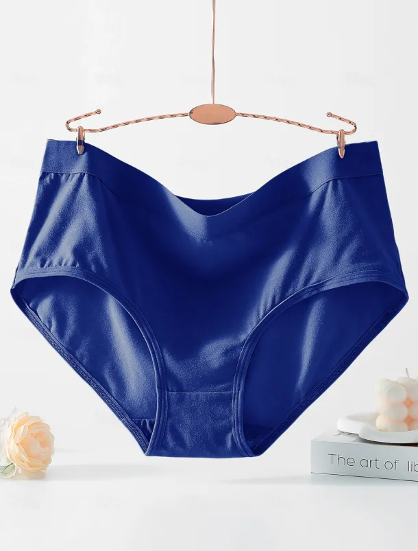 Women's Boyshorts 1 PC Underwear Simple Classic Pure Color Cotton Mid Waist Plus Size Gender Neutral Light Blue Black Pink M L XL Home Outfits