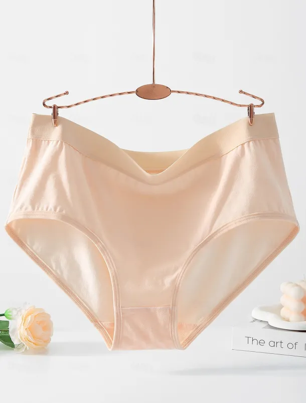 Women's Boyshorts 1 PC Underwear Simple Classic Pure Color Cotton Mid Waist Plus Size Gender Neutral Light Blue Black Pink M L XL Home Outfits