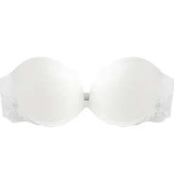 Women's Bras & Bralettes Tube Bra Strapless Demi Cup Solid Color V Neck Stretchy Breathable Invisible Casual Daily Nylon White / 1 PC Home Outfits