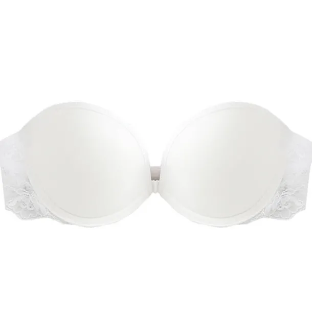 Women's Bras & Bralettes Tube Bra Strapless Demi Cup Solid Color V Neck Stretchy Breathable Invisible Casual Daily Nylon White / 1 PC Home Outfits