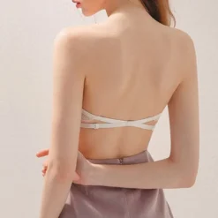 Women's Bras & Bralettes Tube Bra Strapless Demi Cup Solid Color V Neck Stretchy Breathable Invisible Casual Daily Nylon White / 1 PC Home Outfits