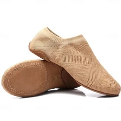 Women's Breathable Knit Jazz Dance Shoes – Lightweight Soft Sole Slip-On Dance Sneakers for Practice & Performance