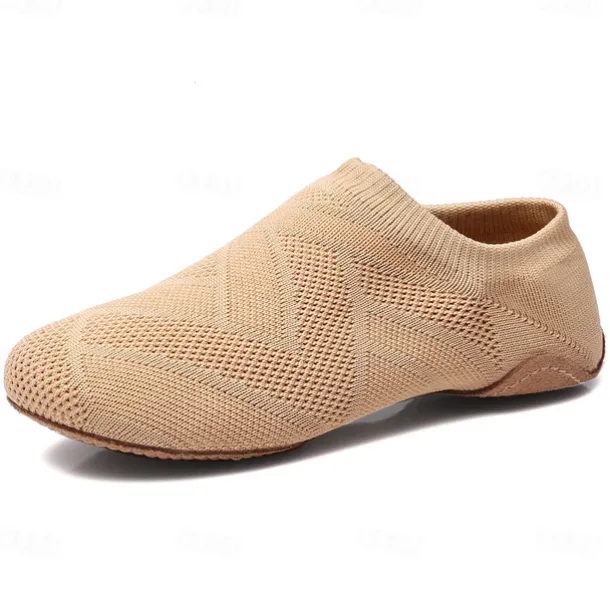 Women's Breathable Knit Jazz Dance Shoes – Lightweight Soft Sole Slip-On Dance Sneakers for Practice & Performance