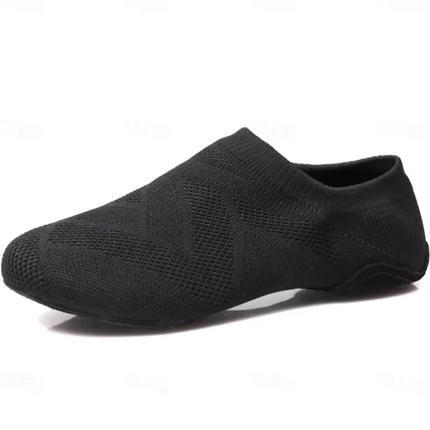 Women's Breathable Knit Jazz Dance Shoes – Lightweight Soft Sole Slip-On Dance Sneakers for Practice & Performance
